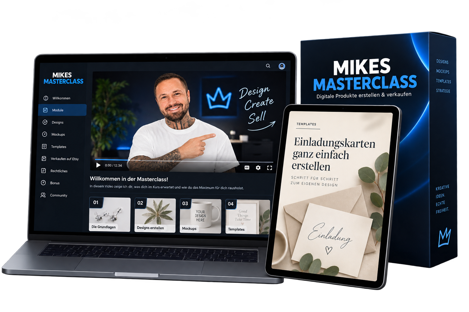 Mikes Masterclass Onlinekurs auf Laptop und Tablet