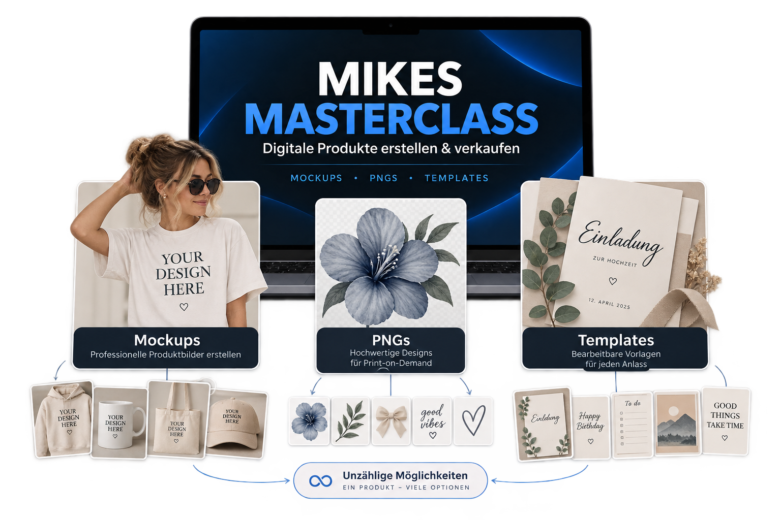 Mikes Masterclass für digitale Produkte mit ChatGPT: Mockups, PNGs und Templates